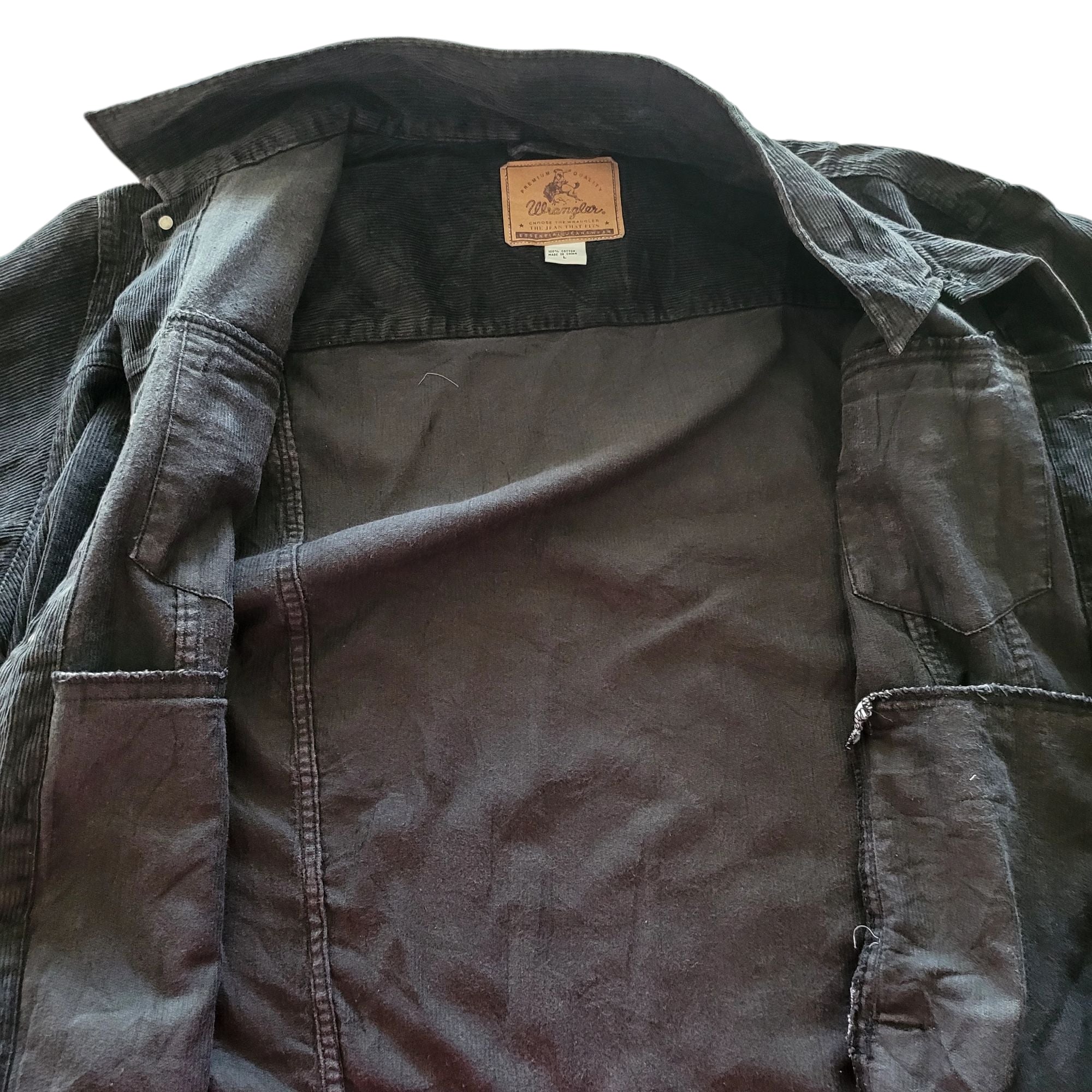 Wrangler Black Corduroy Western Jacket - Size L