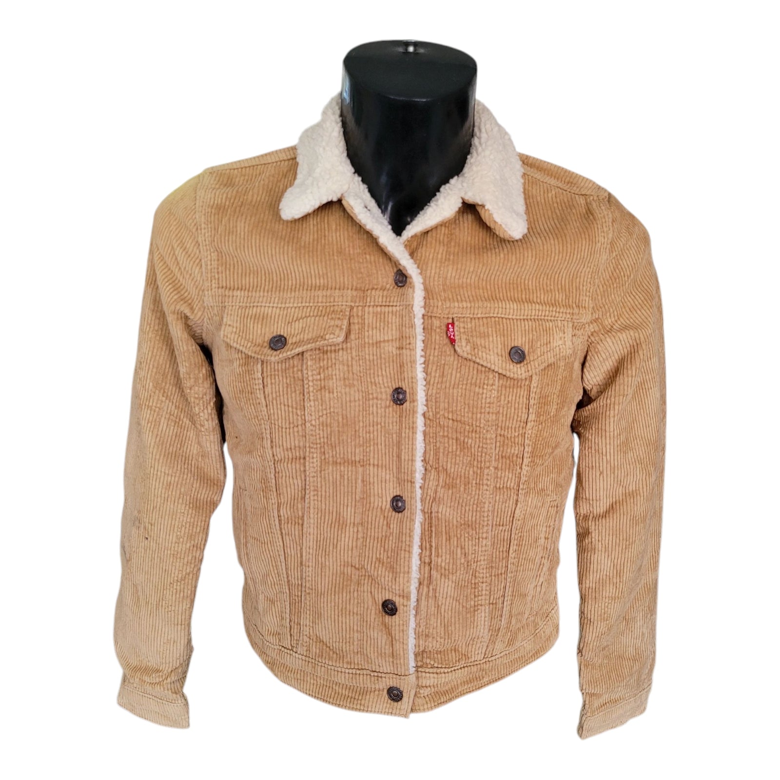 Levi's Tan Corduroy Sherpa Trucker Jacket - Size XS