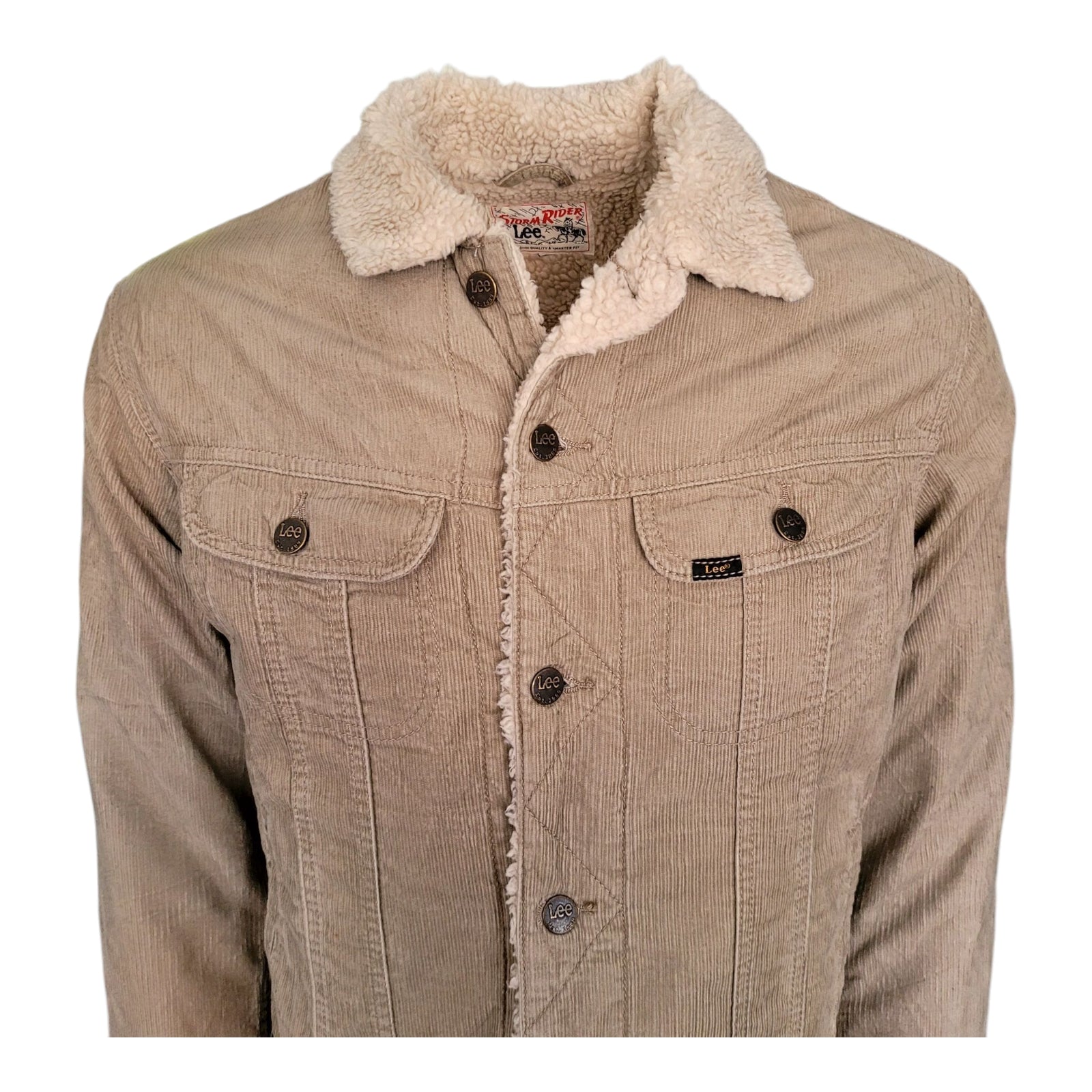 Lee Storm Rider Sherpa-Lined Corduroy Jacket – Tan, Size M