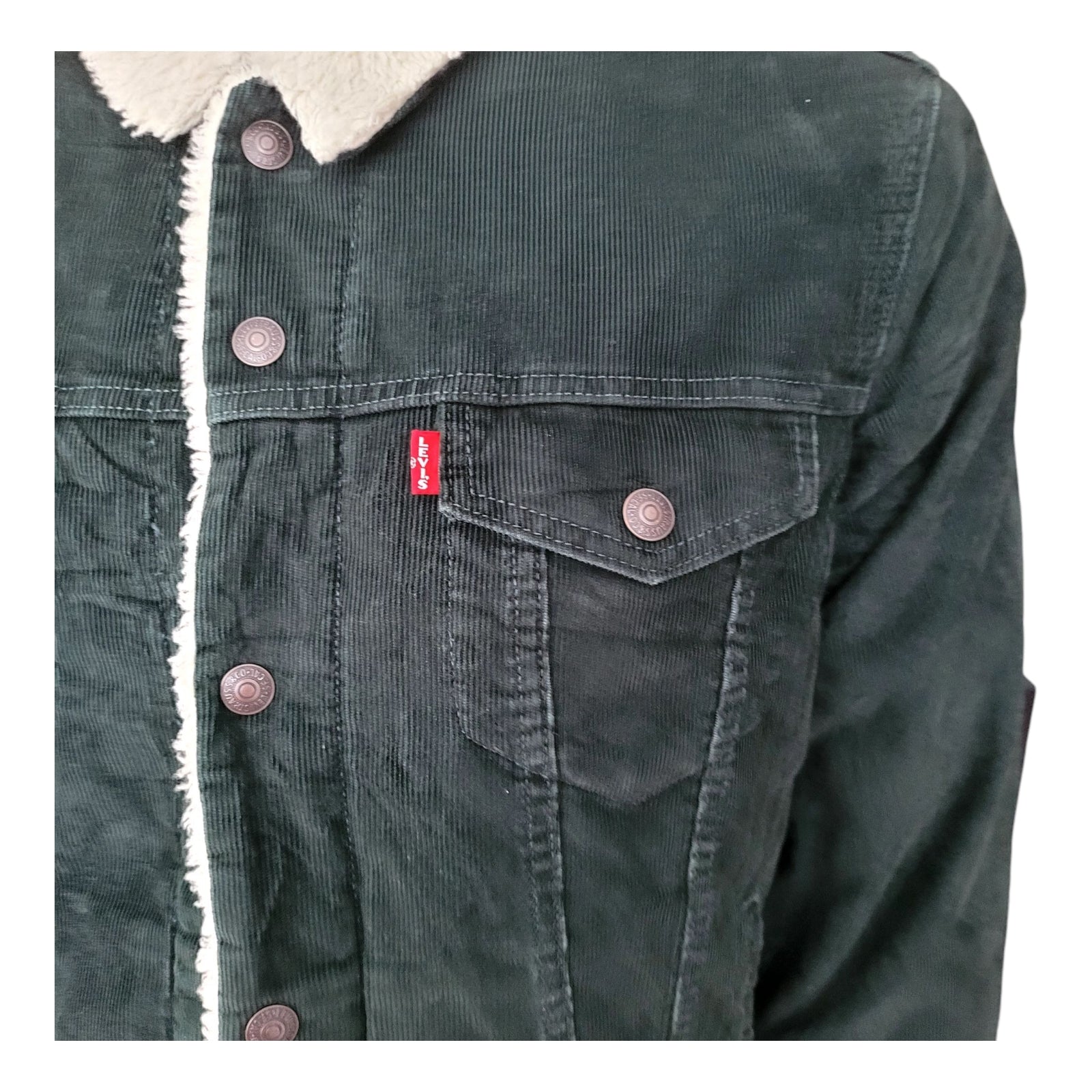 Levi's Green Corduroy Sherpa Trucker Jacket – Size M