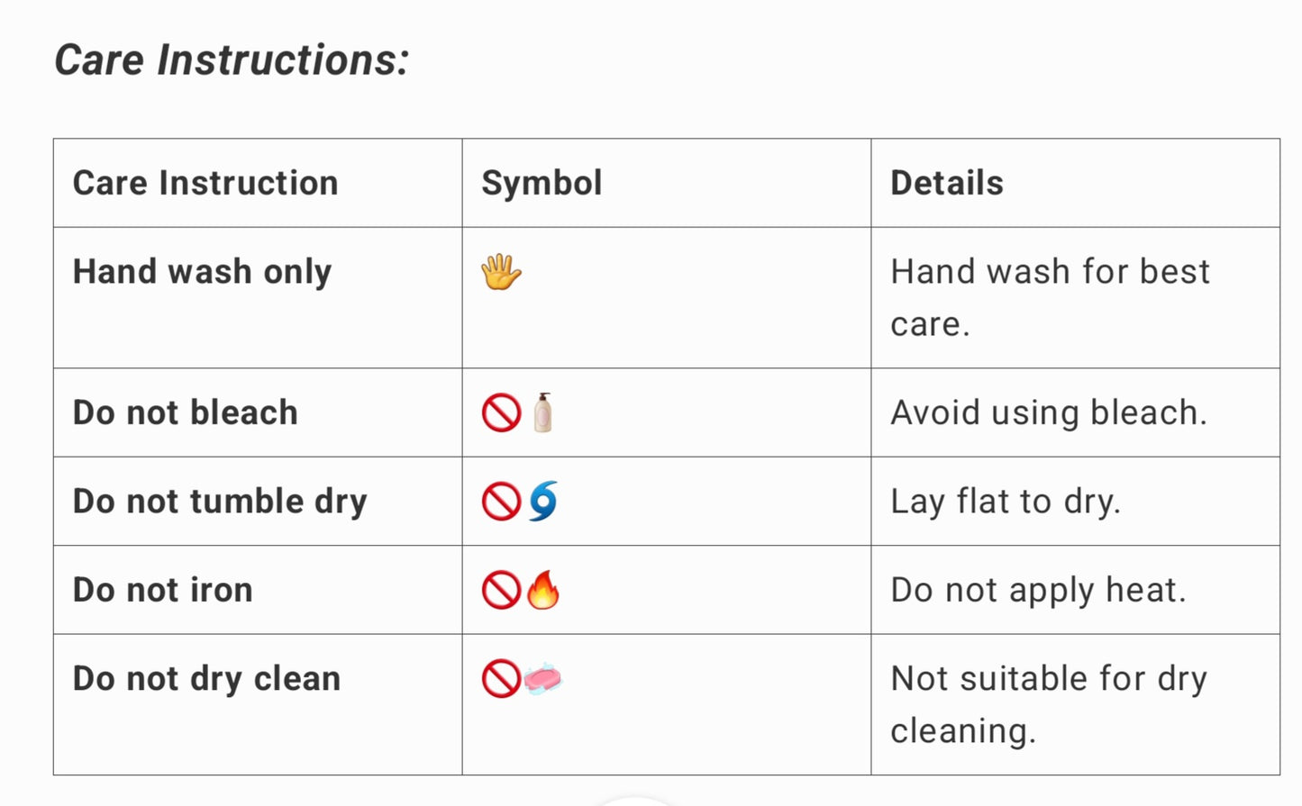 a table with instructions on how to use hand wash