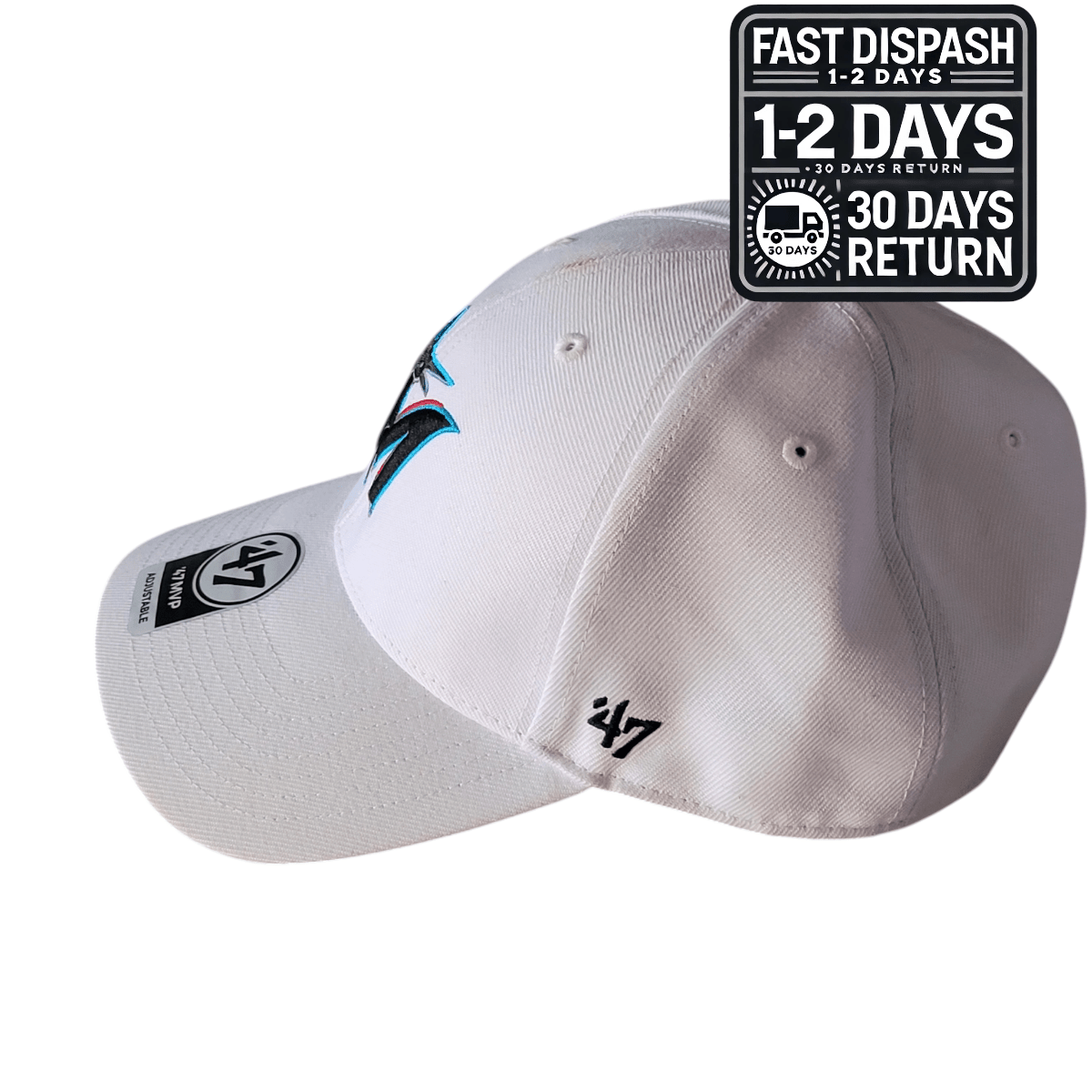 47 Brand Miami Marlins Baseball Cap - White Adjustable Style for Men - One Size Fits All MLB Gear USASTARFASHION