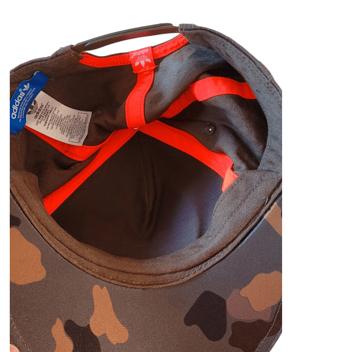 Adidas Snapback Hat - Camo Trefoil Logo with Neon Orange Trim, Adjustable One Size, Unisex