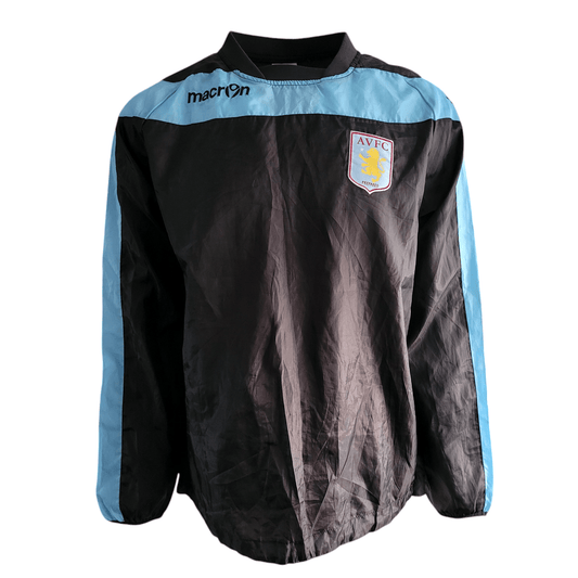 Aston Villa Windbreaker Jacket by Macron XL Black & Sky Blue Pullover, Pre-Owned with Minor Wear