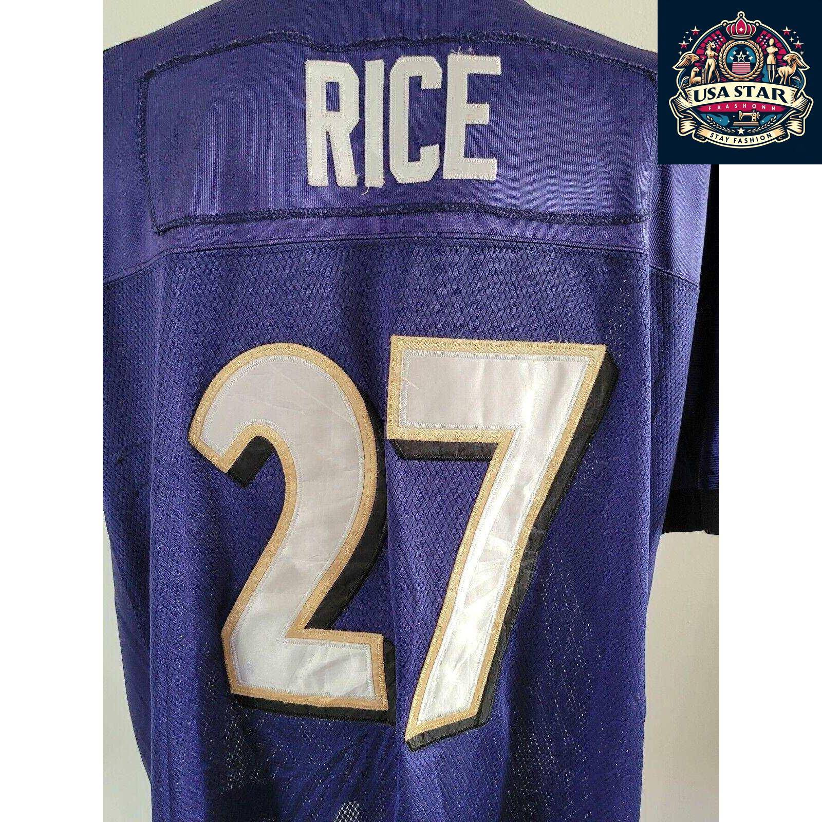 Baltimore Ravens Authentic Reebok Jersey Adult Large #27 Ray Rice - Comfortable & Durable NFL Apparel - USASTARFASHION