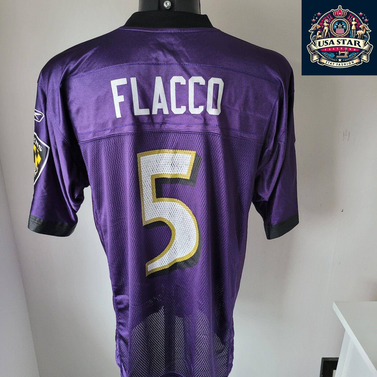 Baltimore Ravens Jersey Men's Reebok Top Size M - Flacco, Grade A Vintage, Comfortable Fit - USASTARFASHION