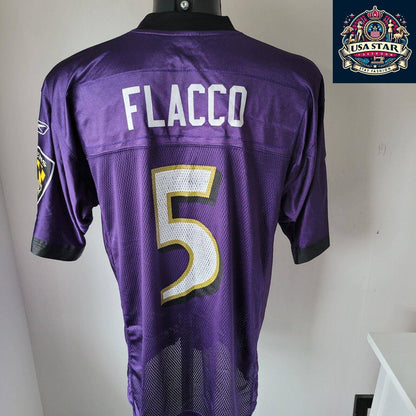 Baltimore Ravens Jersey Men's Reebok Top Size M - Flacco, Grade A Vintage, Comfortable Fit - USASTARFASHION