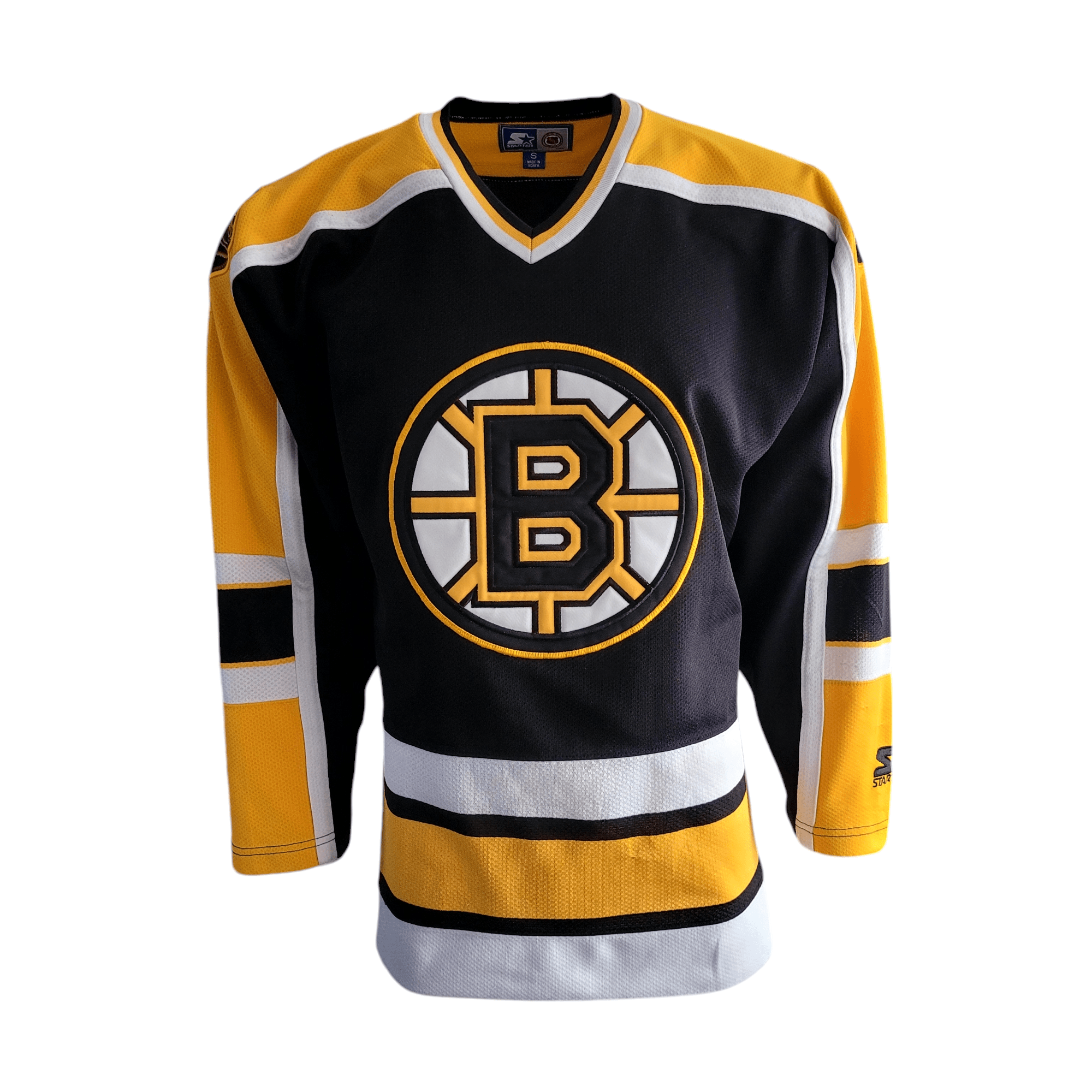 Boston Bruins Jersey - Small - Authentic Starter NHL Apparel in Black, Yellow & White USASTARFASHION