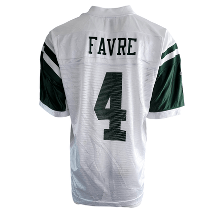 Brett Favre New York Jets #4 Jersey Reebok Men’s Large L NFL Authentic White Green Excellent Condition - USASTARFASHION