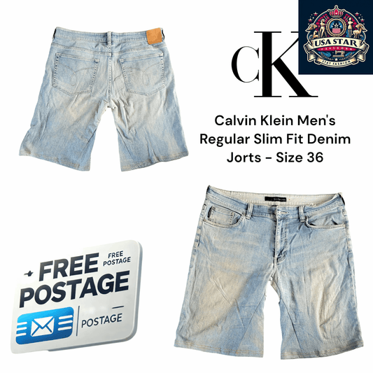 Calvin Klein Jorts Men's Regular Slim Fit Denim Shorts Size 36 - Comfortable, Stylish, Versatile