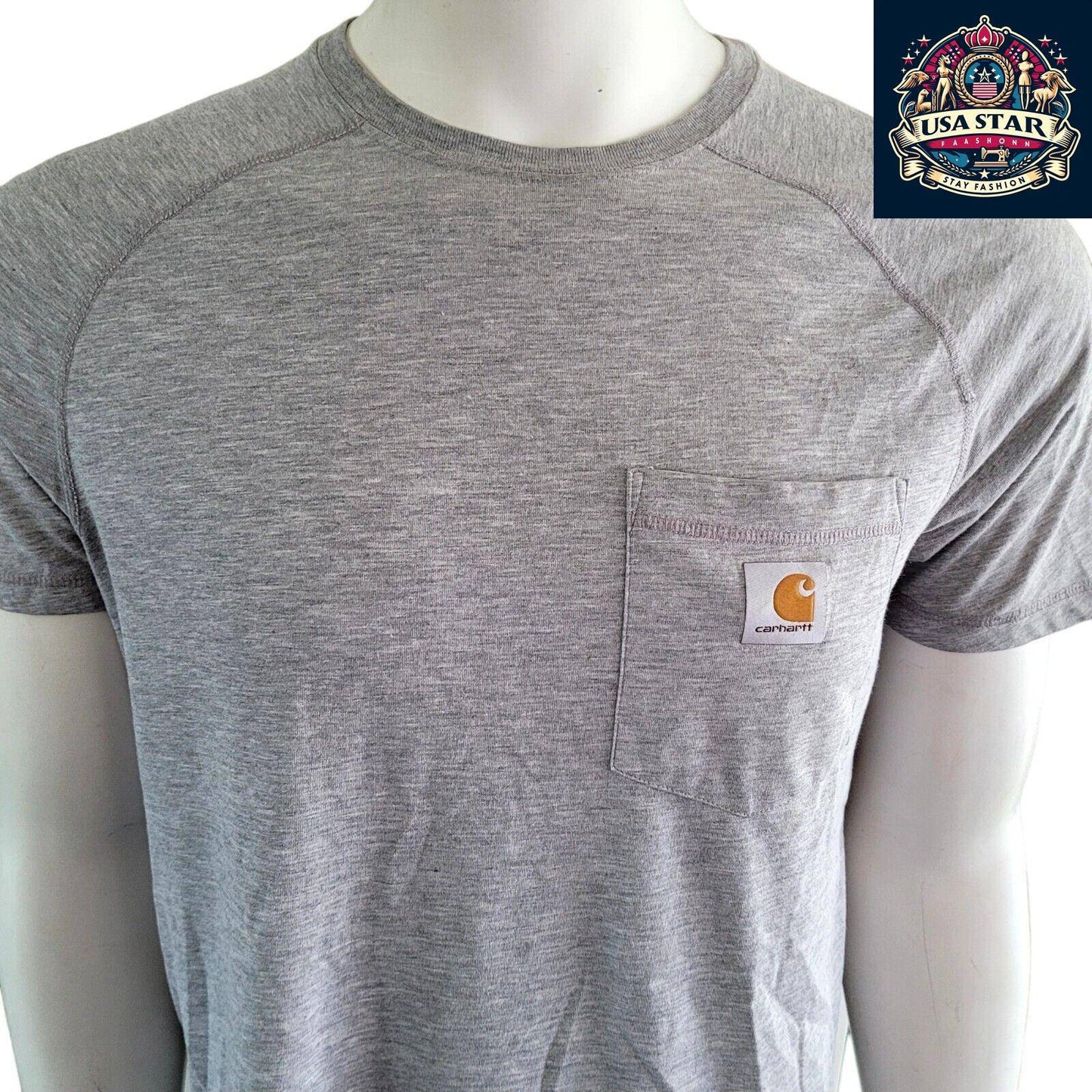 Carhartt Heather Gray Shirt | Relaxed Fit Crew Neck | 59% Cotton 41% Polyester | Size Medium