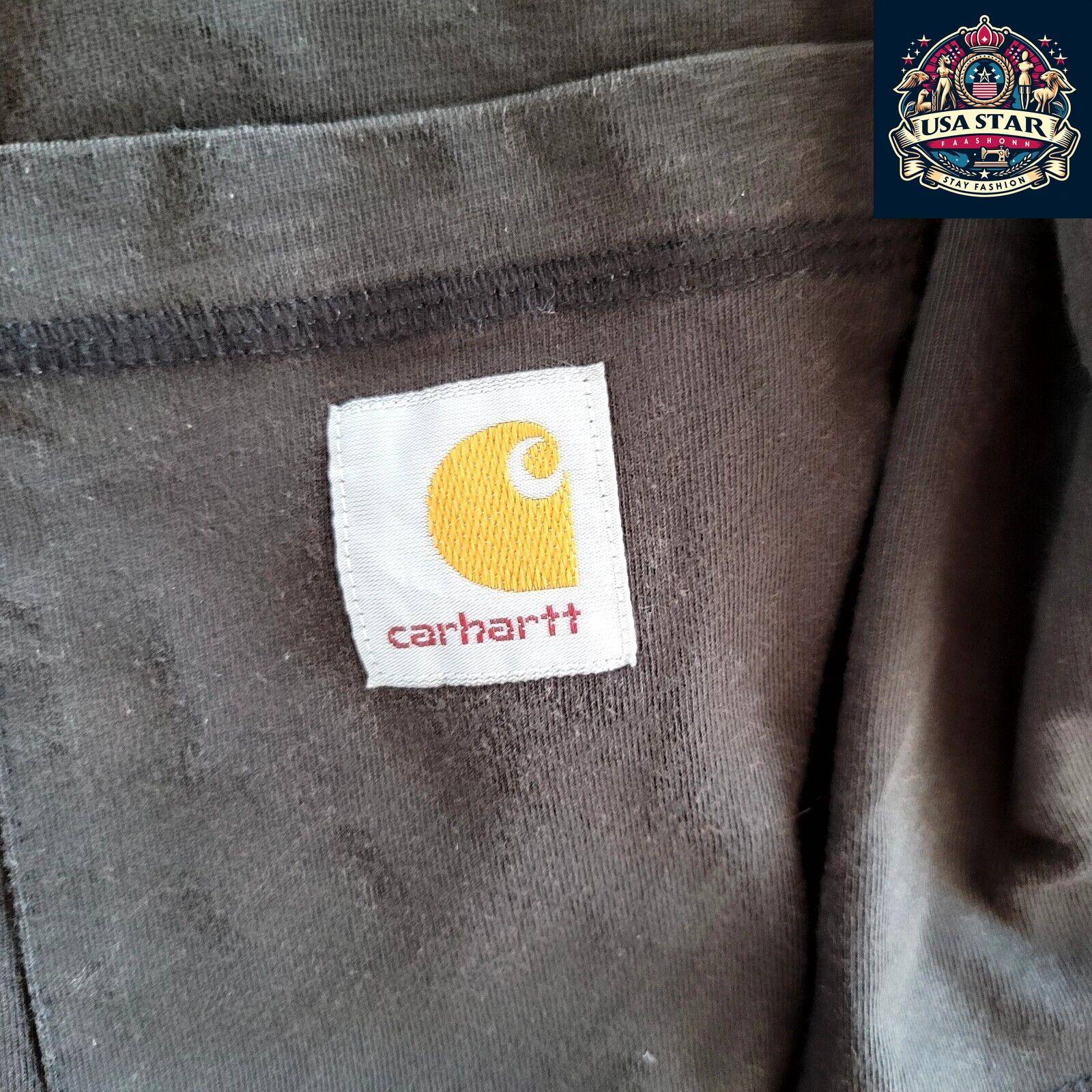 Carhartt Logo T-Shirt Men's Charcoal Black With Front Pocket, Size Large, Soft Durable Fabric USASTARFASHION