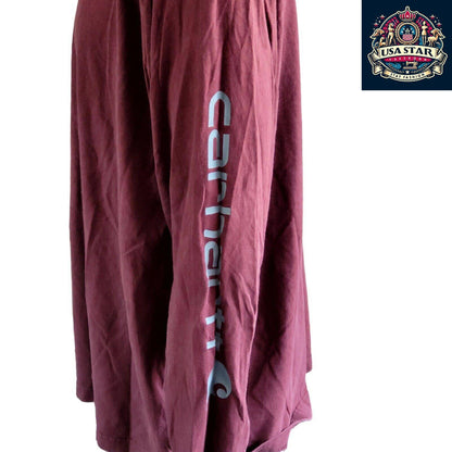 Carhartt Long Sleeve T-Shirt in Maroon | Original Fit | 100% Cotton | Size XL, Durable Comfort