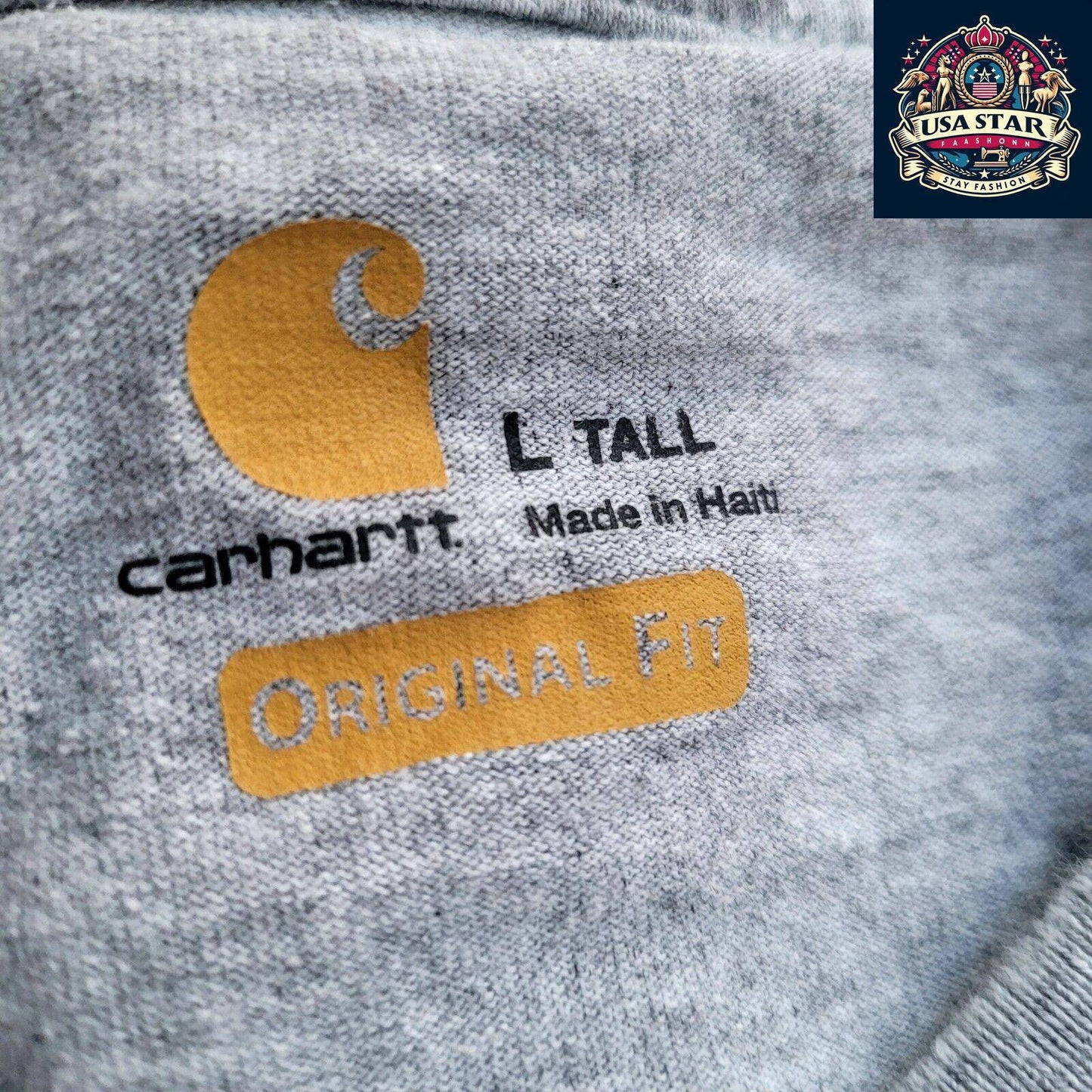 Carhartt Long Sleeve T-Shirt L Tall Original Fit Heather Grey With Front Pocket for Comfort