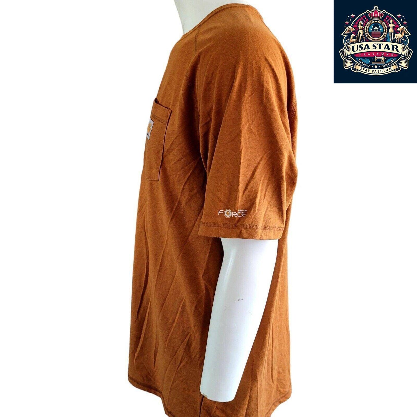 Carhartt Men's T-Shirt 2XL Relaxed Fit, Durable 65% Cotton 35% Polyester in Rust Orange