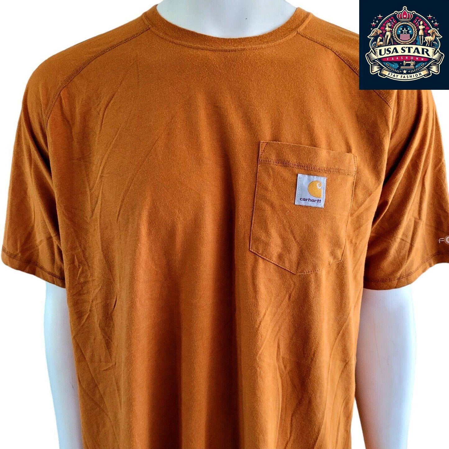 Carhartt Men's T-Shirt 2XL Relaxed Fit, Durable 65% Cotton 35% Polyester in Rust Orange