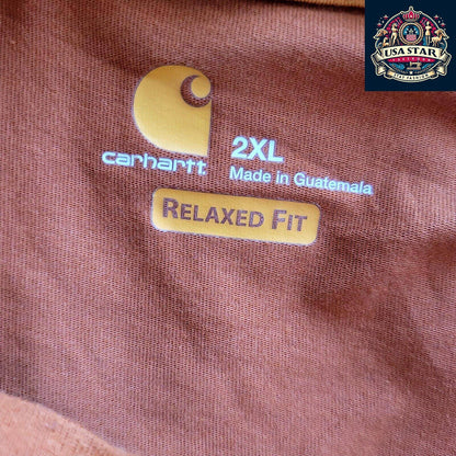 Carhartt Men's T-Shirt 2XL Relaxed Fit, Durable 65% Cotton 35% Polyester in Rust Orange