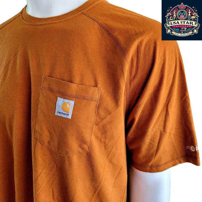 Carhartt Men's T-Shirt 2XL Relaxed Fit, Durable 65% Cotton 35% Polyester in Rust Orange