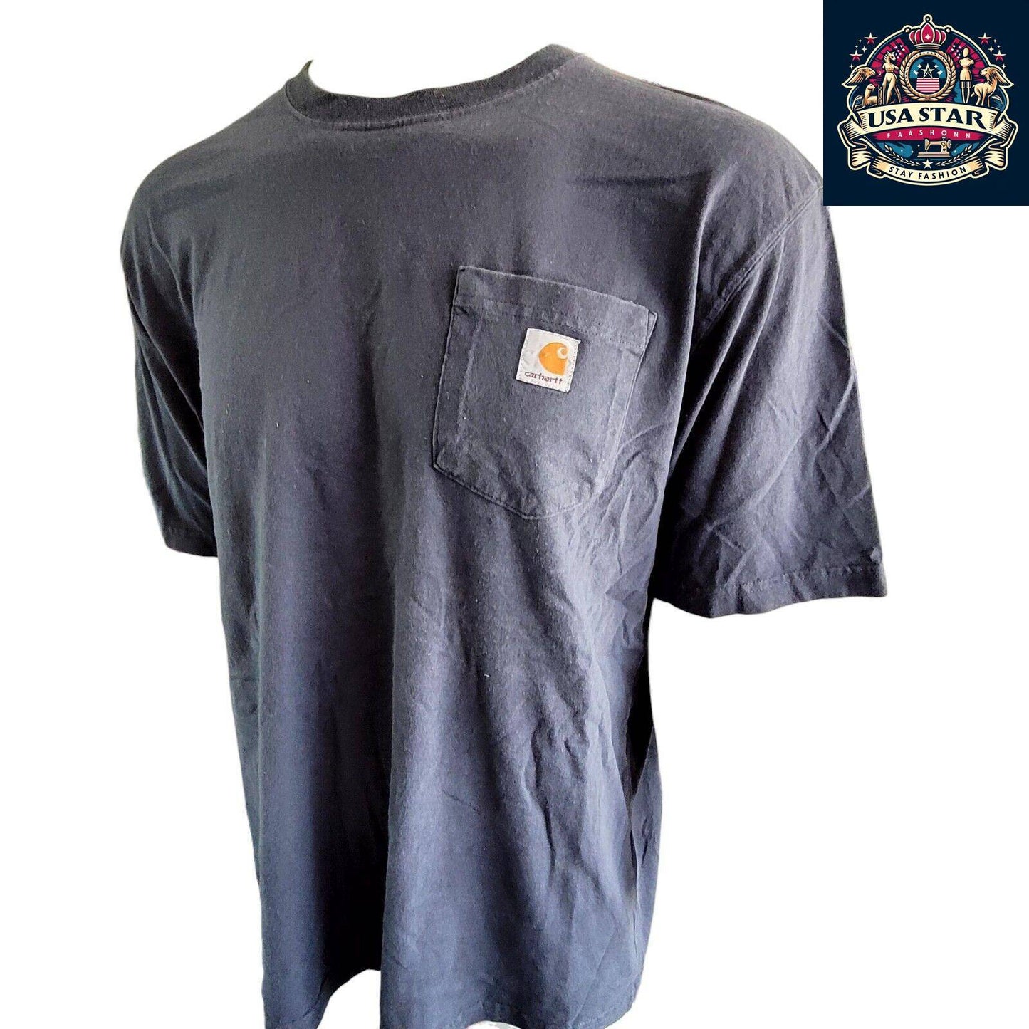 Carhartt Men's T-Shirt XL Original Fit 100% Cotton Deep Navy Blue with Iconic Logo