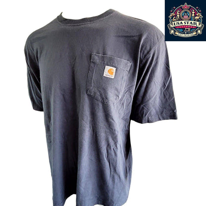 Carhartt Men's T-Shirt XL Original Fit 100% Cotton Deep Navy Blue with Iconic Logo - USASTARFASHION