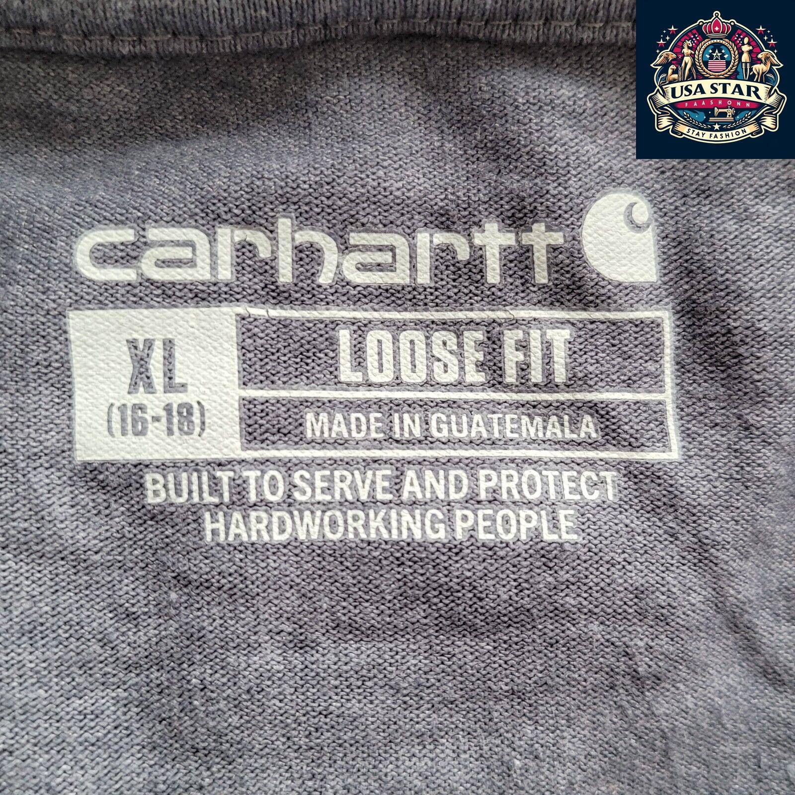 Carhartt Youth Long Sleeve T-Shirt Gray XL (16-18) - Soft, Durable Crew Neck for Everyday Wear USASTARFASHION