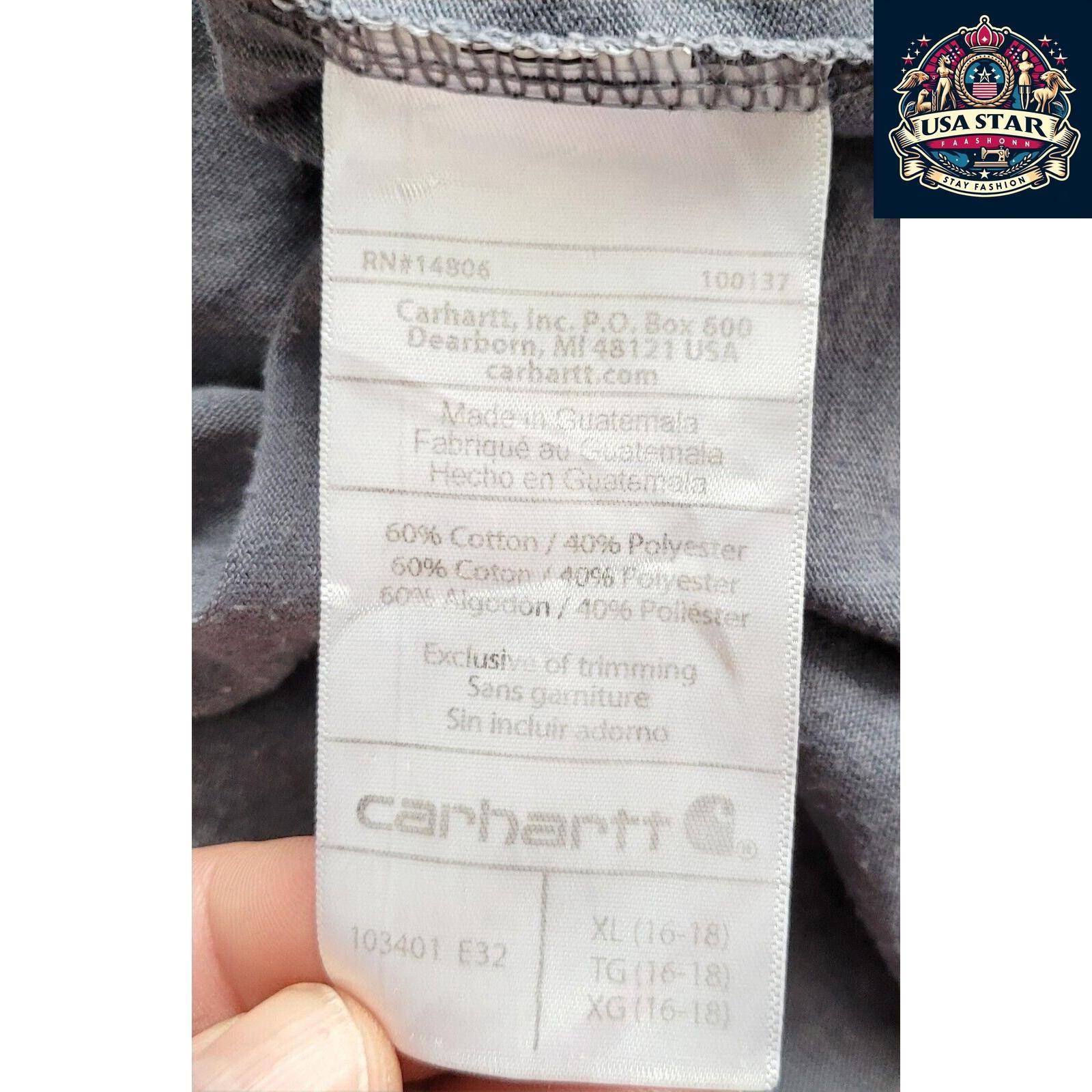 Carhartt Youth Long Sleeve T-Shirt Gray XL (16-18) - Soft, Durable Crew Neck for Everyday Wear USASTARFASHION