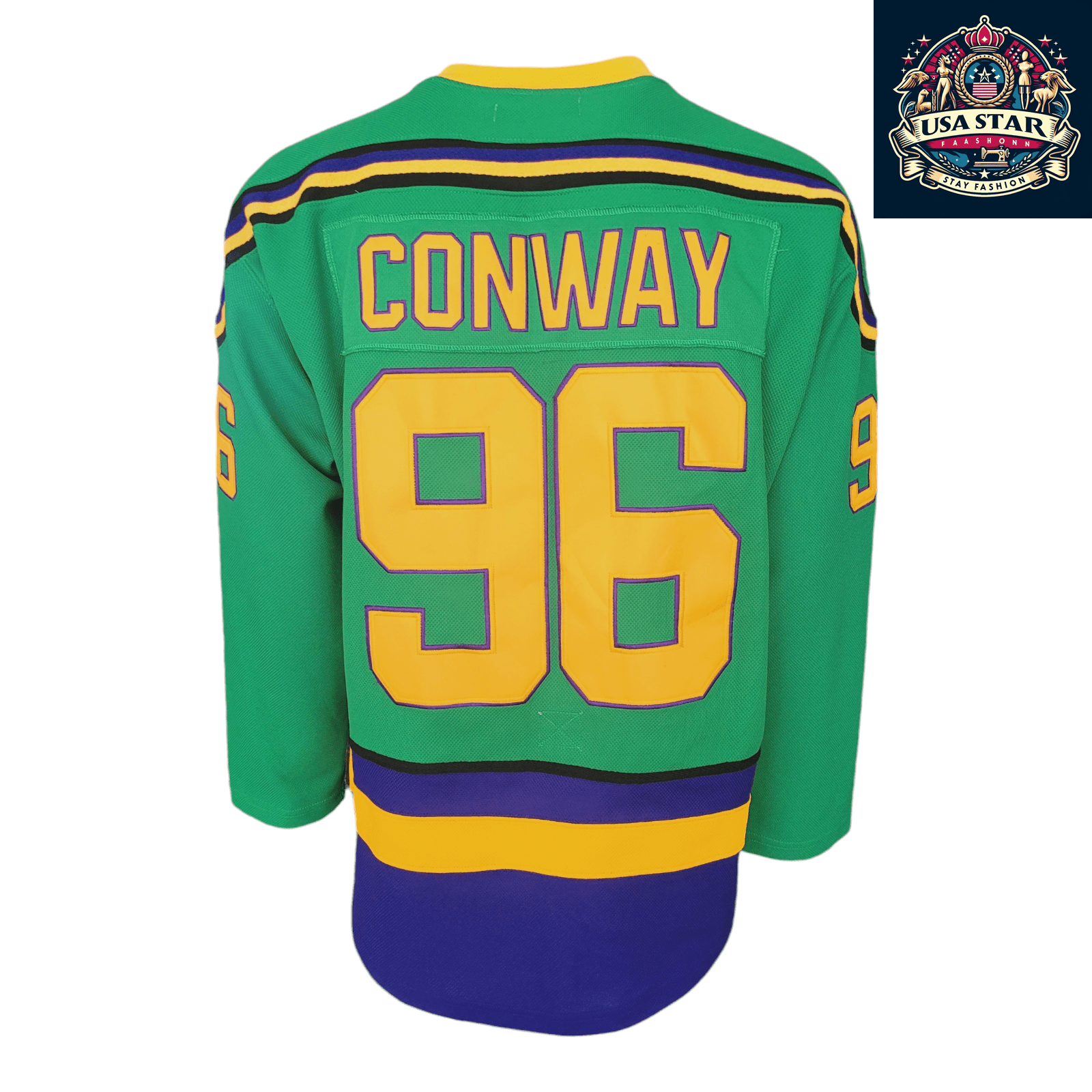 Charlie Conway Hockey Jersey 96 Mighty Ducks 1992 Green XL | Durable Breathable Fabric - USASTARFASHION