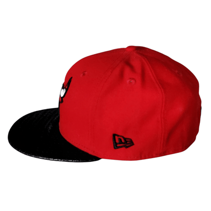 Chicago Bulls Cap | New Era 59Fifty Red Hat with Faux Snake Skin Brim | Size 7 3/8