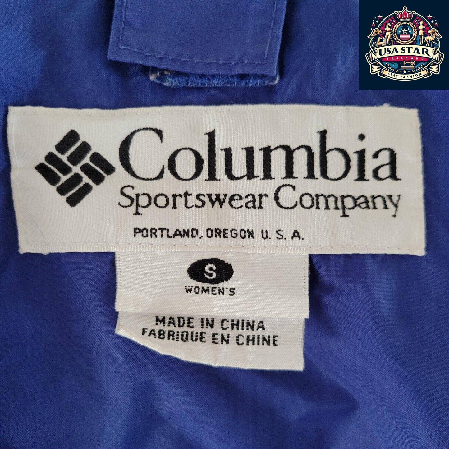 Columbia Blue Women's Jacket Size S - Durable Nylon Raincoat for Casual and Outdoor Use