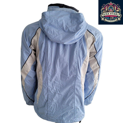 Columbia Waterproof Jacket For Women - Lightweight, Stylish, Sky Blue, Adjustable Hood, Versatile Outdoors USASTARFASHION