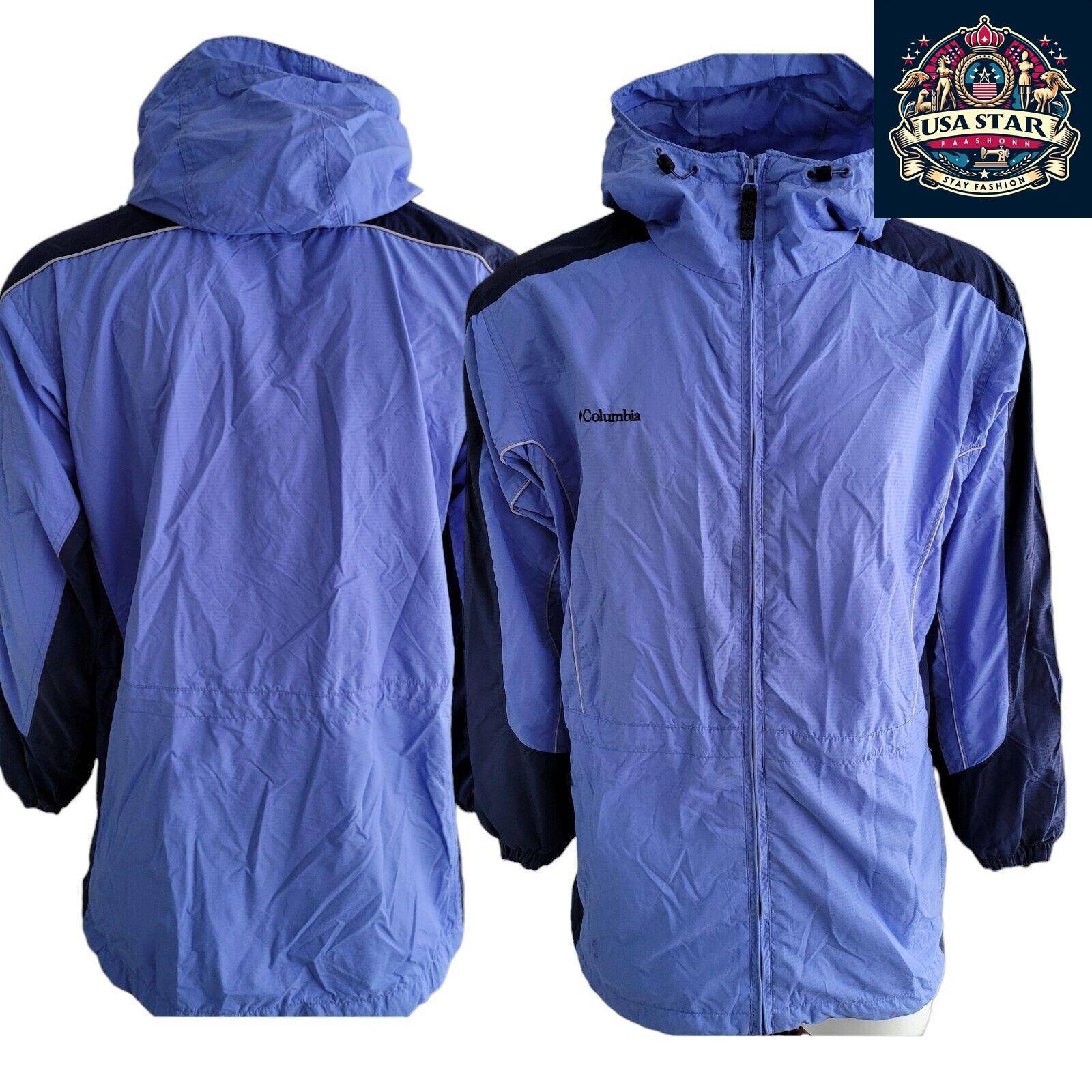 Columbia Women's Waterproof Jacket Size L - 100% Waterproof, Lightweight, Breathable in Stylish Blue USASTARFASHION