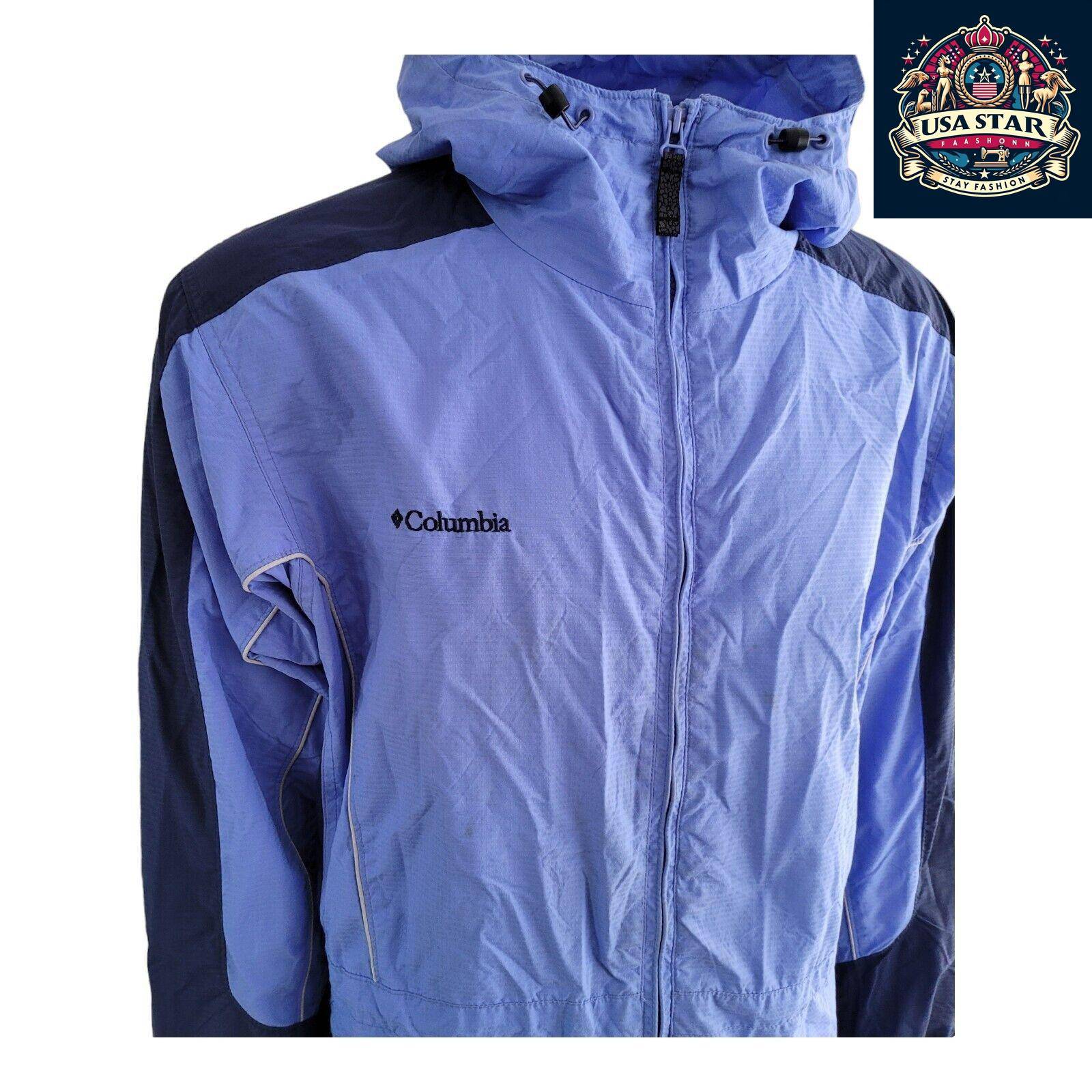 Columbia Women's Waterproof Jacket Size L - 100% Waterproof, Lightweight, Breathable in Stylish Blue - USASTARFASHION