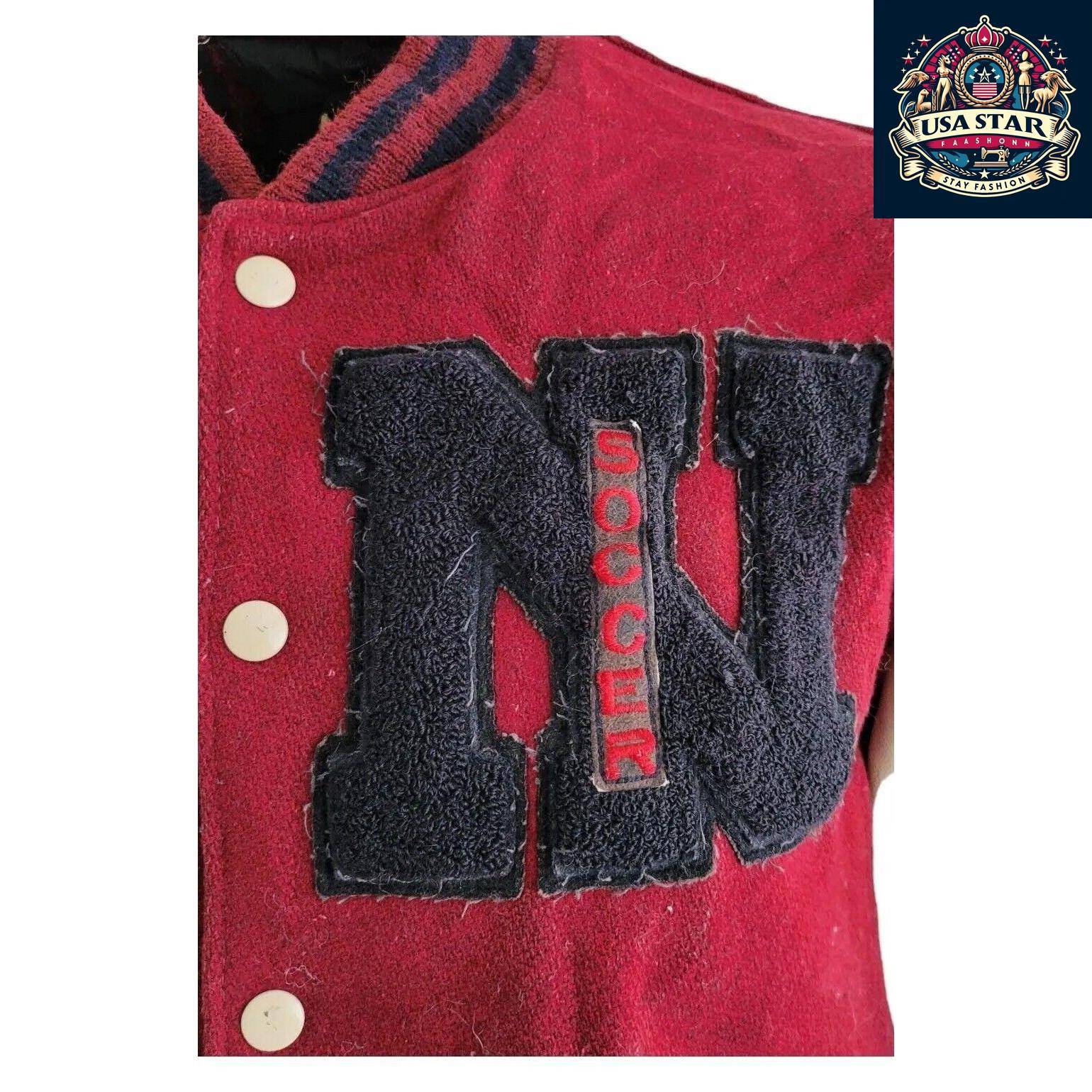 Delong Vintage Varsity Jacket - Long Sleeve Leather Wool, Size S, Durable & Stylish Design - USASTARFASHION