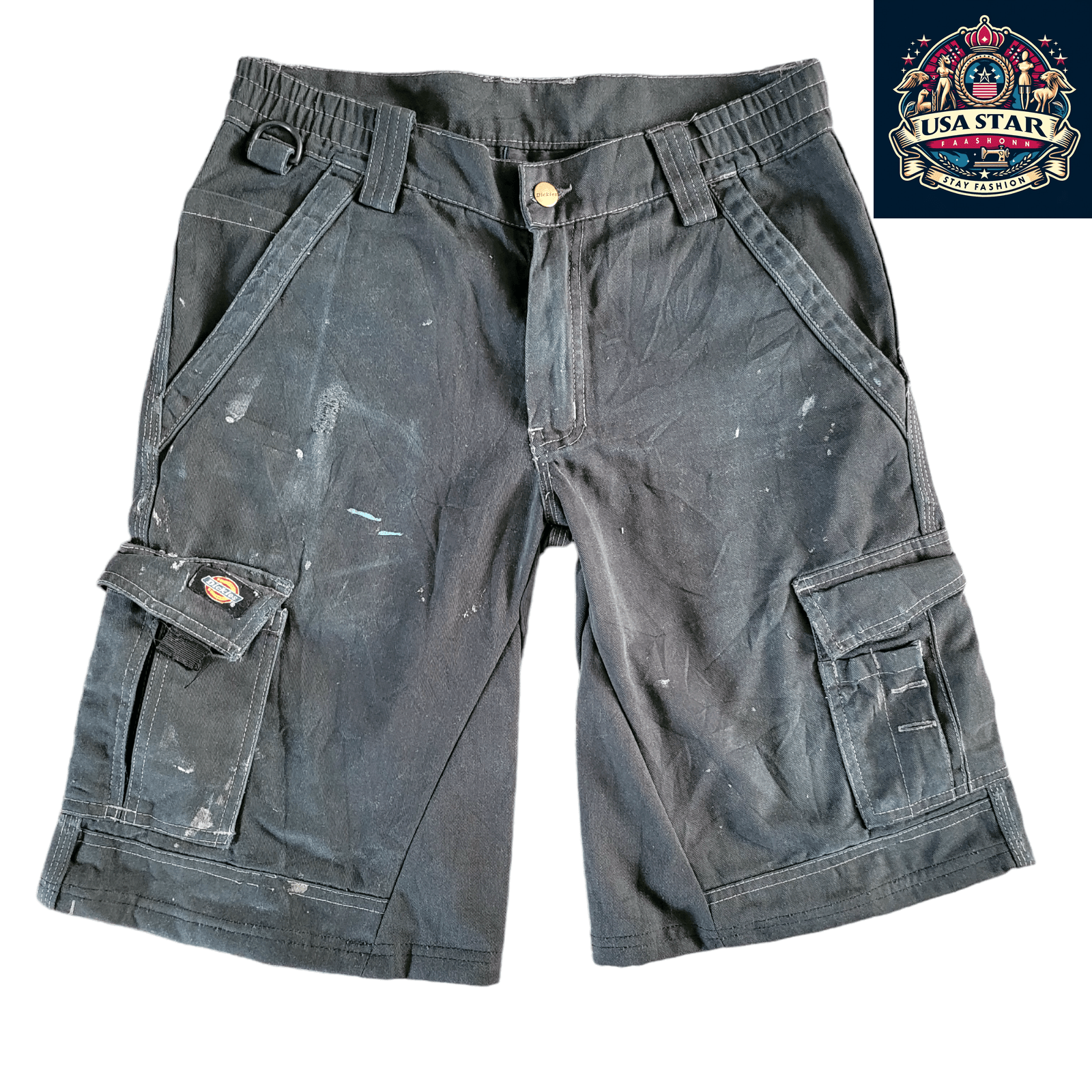 Dickies Cargo Jorts - Durable Black Work Shorts with Multiple Pockets, Size 32 for Men - USASTARFASHION