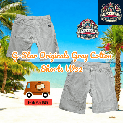 G-Star Gray Shorts W32 with Elastic Waistband, Multiple Pockets, and Comfortable Cotton Fabric - USASTARFASHION