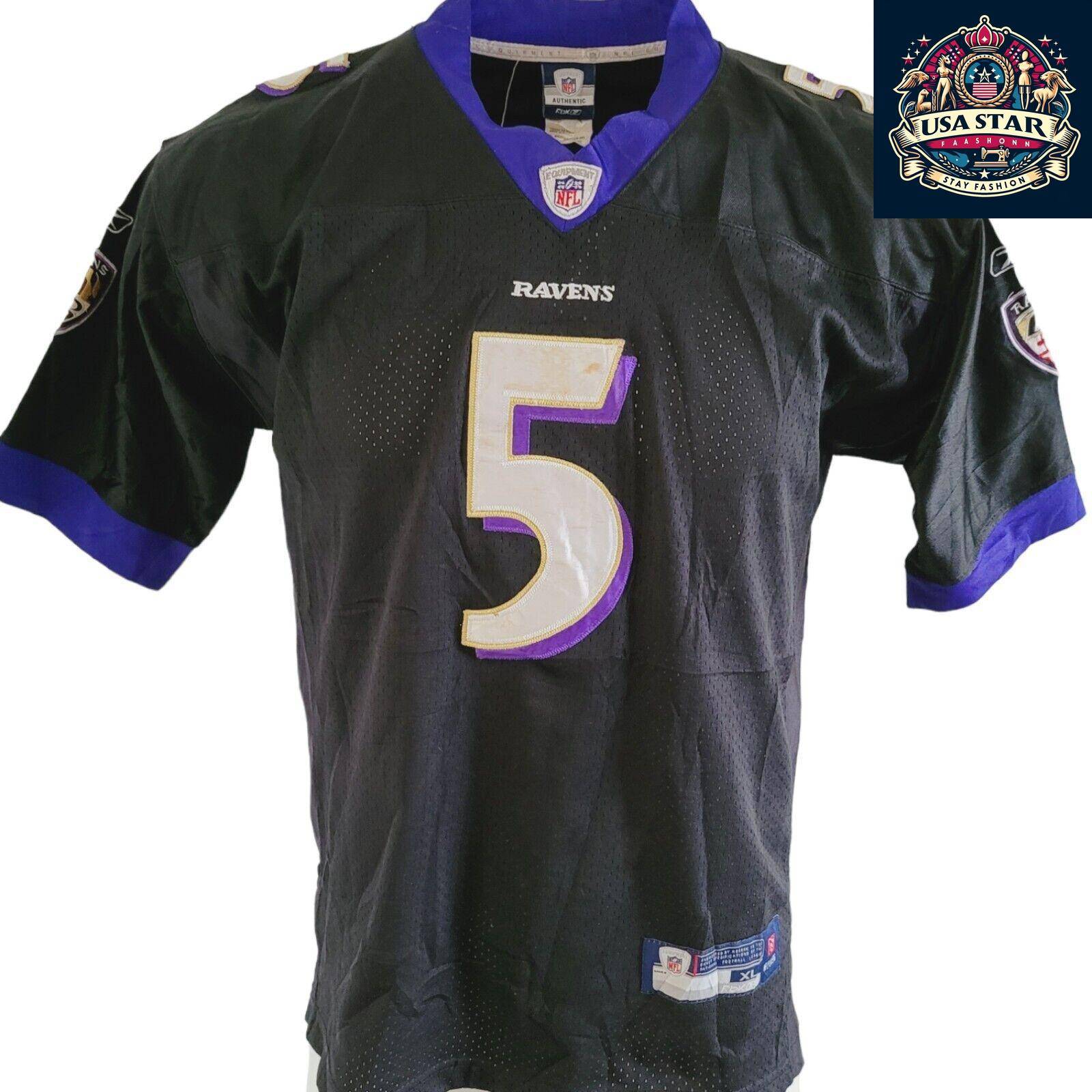 Joe Flacco #5 Ravens Jersey - Black Reebok NFL Medium - Durable, Stylish Fan Gear for Game Day USASTARFASHION