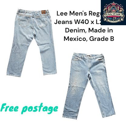 Lee Men's Regular Fit Jeans W40 x L29, Durable Blue Denim, Comfortable Casual Essential - USASTARFASHION