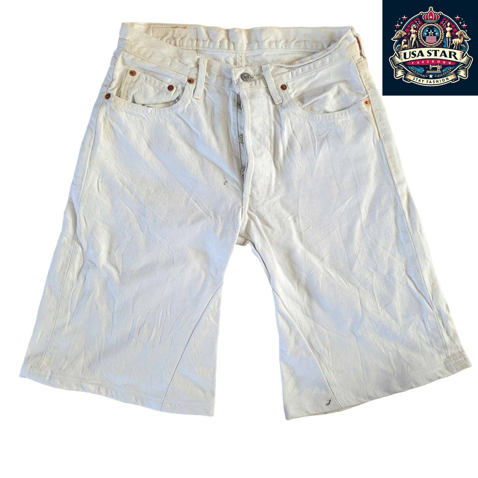 Levi's 550 Jorts for Men - Relaxed Fit White Denim, W36 - Stylish, Comfortable, Durable Summer Essential - USASTARFASHION