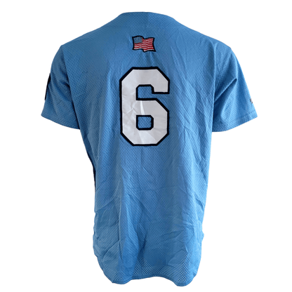 Majestic Saugerties Baseball Jersey Men's Medium #6 - Authentic Sky Blue Polyester Teamwear USASTARFASHION