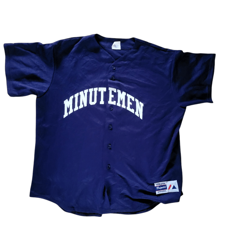 Majestic Vintage Baseball Jersey XL #14 Minutemen Buckaroo Made In USA Navy Blue