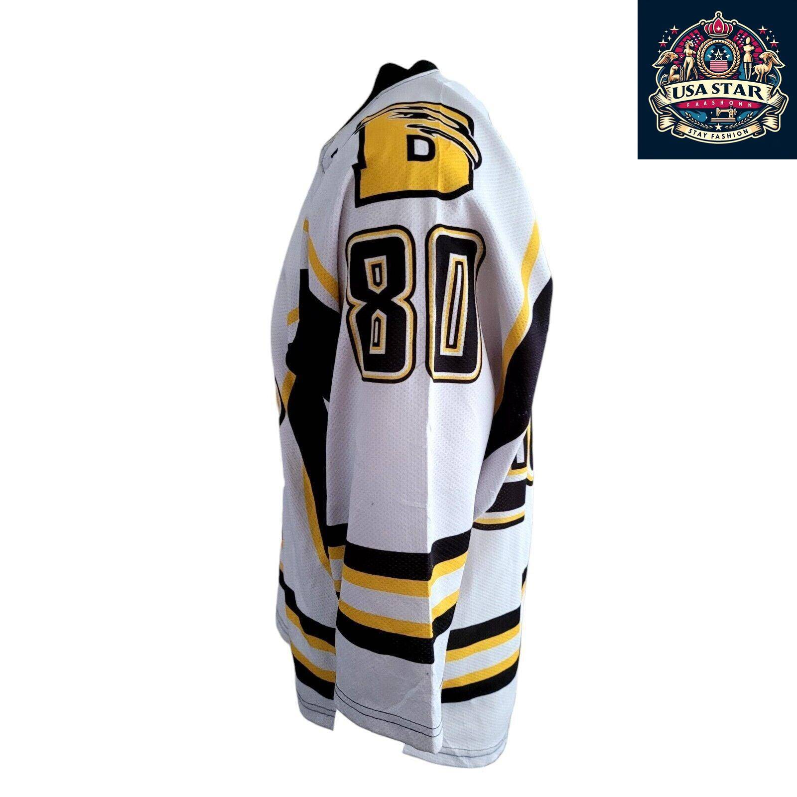 MNM Hockey Club Goalie Jersey S - 100% Polyester, Eagle Head Design, White with Black & Yellow Accents - USASTARFASHION