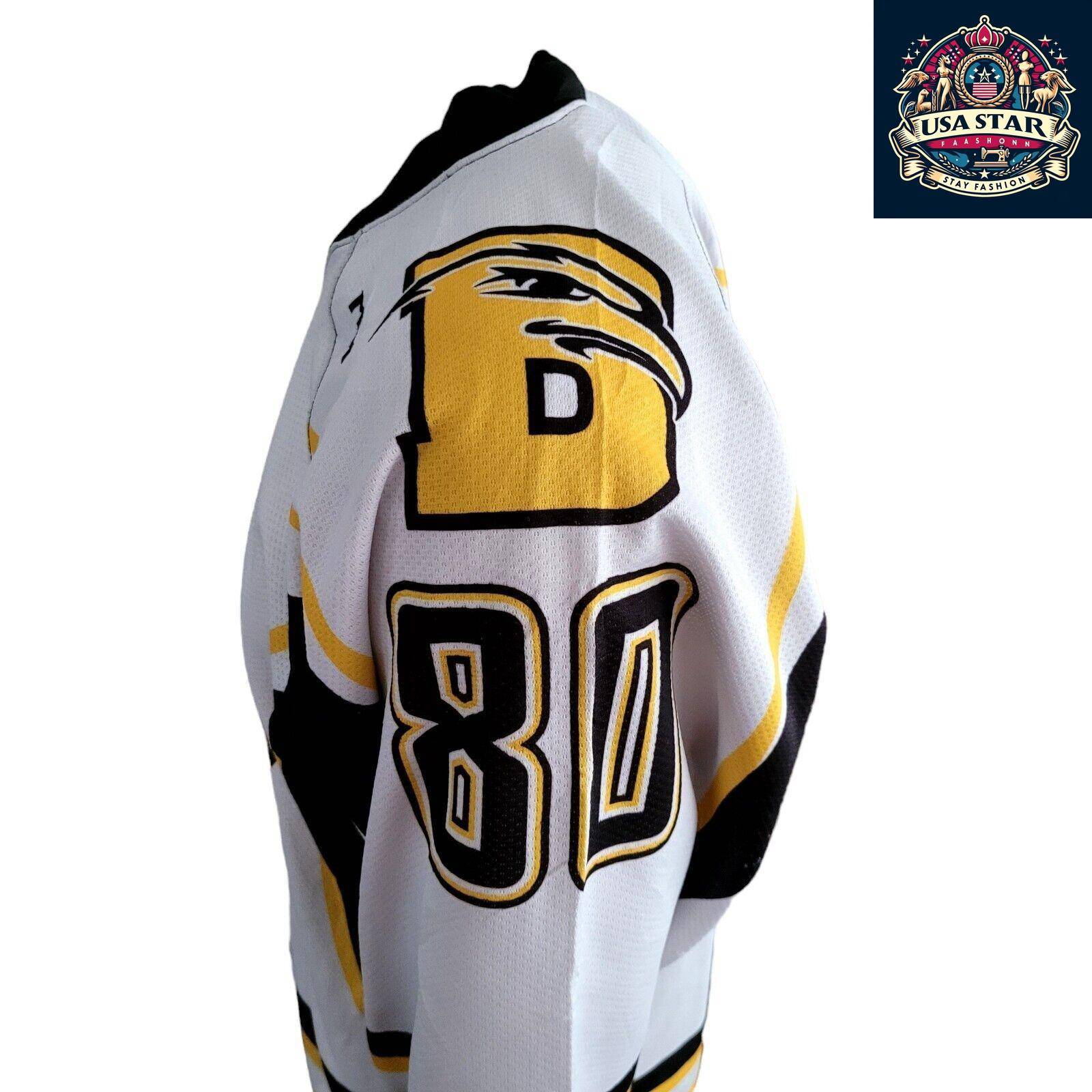 MNM Hockey Club Goalie Jersey S - 100% Polyester, Eagle Head Design, White with Black & Yellow Accents - USASTARFASHION