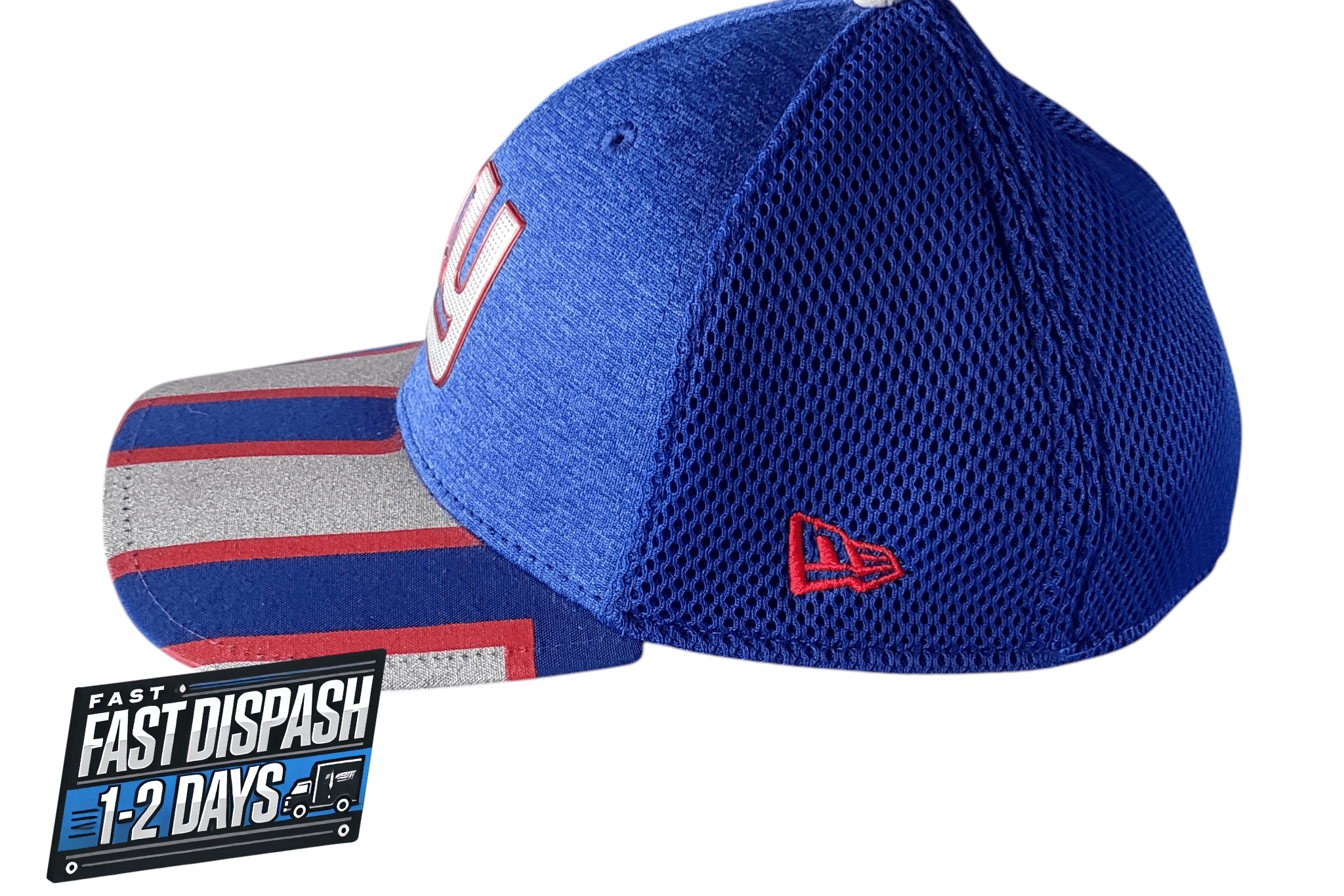 New Era Giants Cap 39THIRTY Flex Fit - Medium/Large - 100% Polyester - Blue/Red with NFL Logo - USASTARFASHION