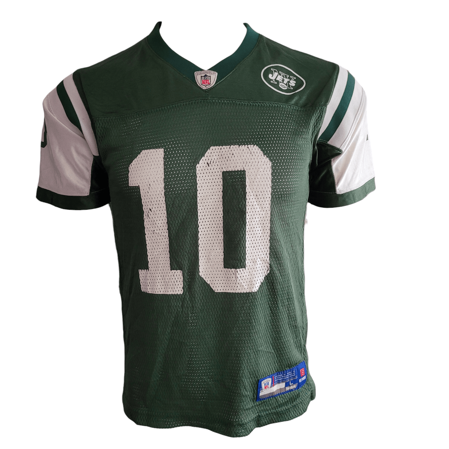 New York Jets Jersey Santonio Holmes #10 Youth Large 14-16 NFL Authentic Reebok