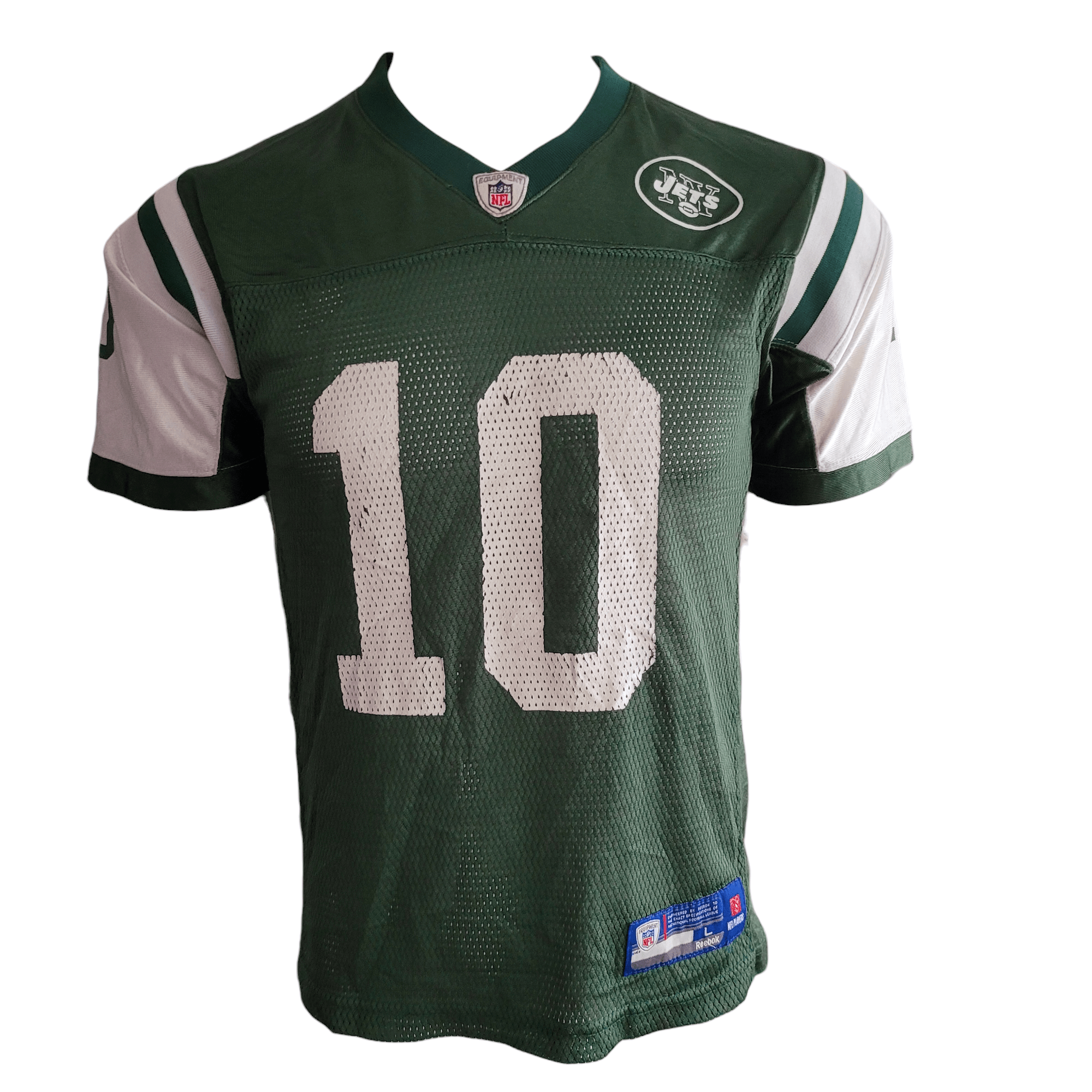 New York Jets Jersey Santonio Holmes #10 Youth Large 14-16 NFL Authentic Reebok USASTARFASHION