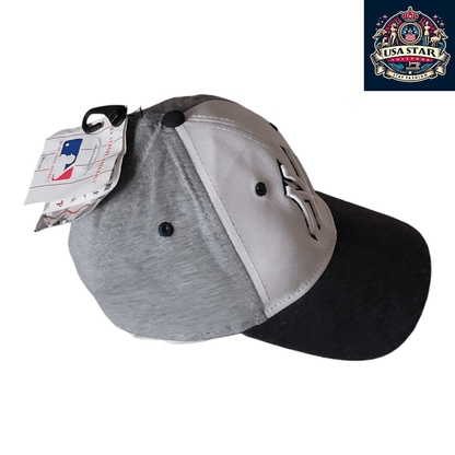 New York Yankees Baseball Cap Adjustable Snapback in Gray, White & Black - 100% Cotton