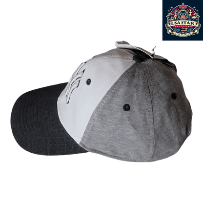 New York Yankees Baseball Cap Adjustable Snapback in Gray, White & Black - 100% Cotton