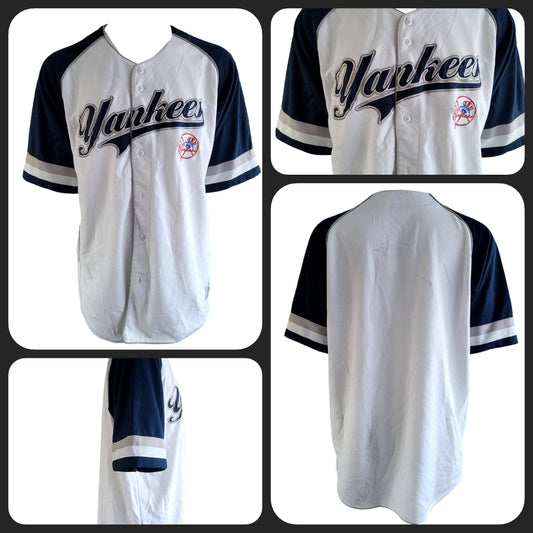 New York Yankees Jersey 2XL – White Body, Navy Sleeves, Embroidered Logo, Stitched Design