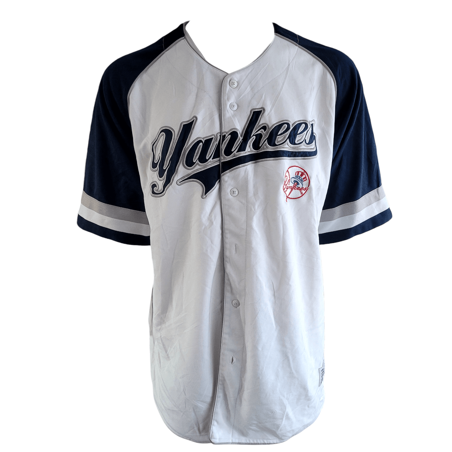 New York Yankees Jersey 2XL – White Body, Navy Sleeves, Embroidered Logo, Stitched Design