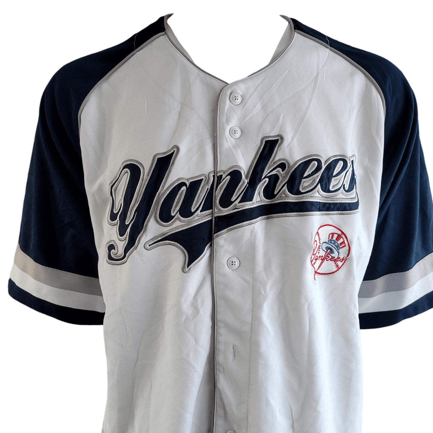 New York Yankees Jersey 2XL – White Body, Navy Sleeves, Embroidered Logo, Stitched Design